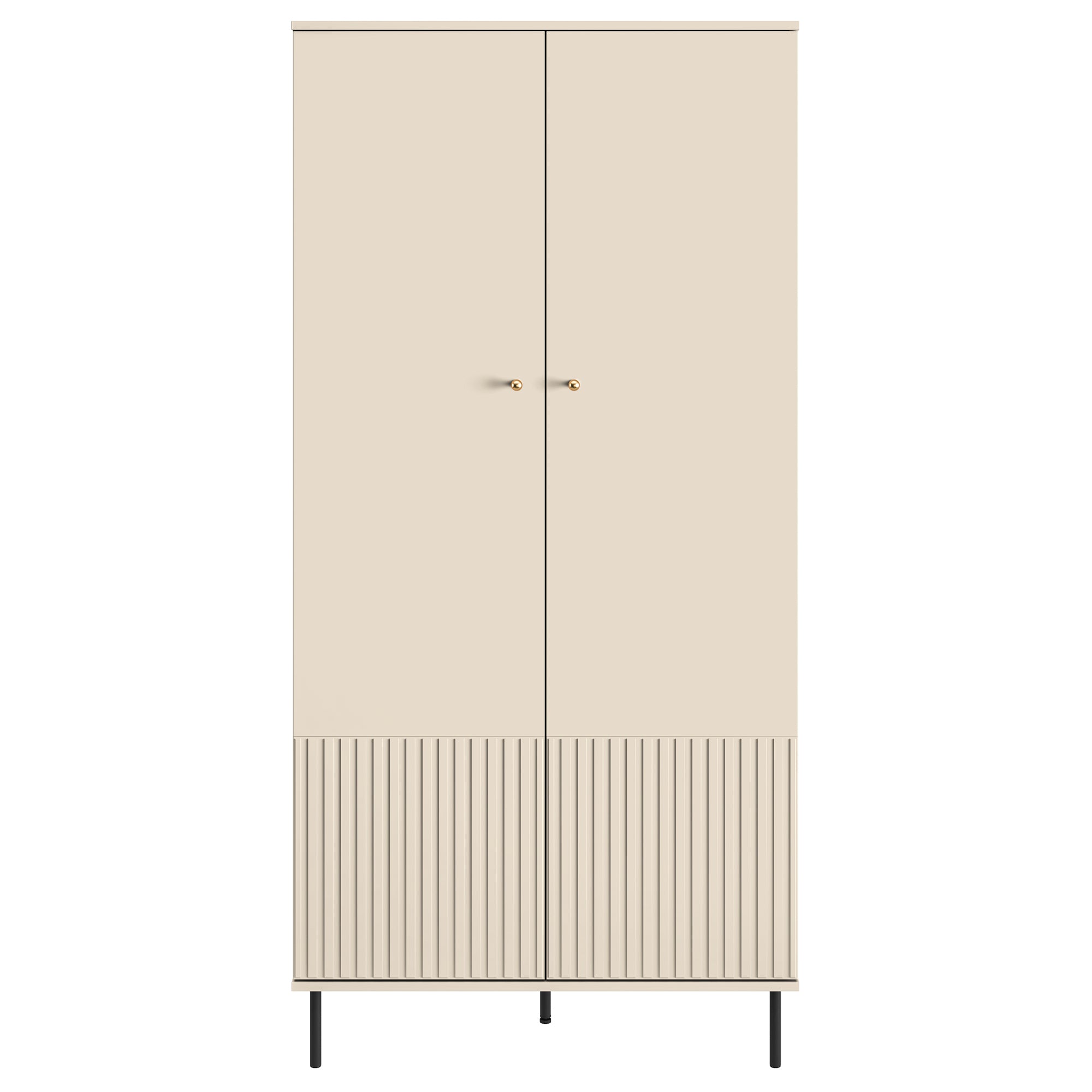 Zweiturige Caletto-Garderobe 92 cm mit dekorativen Lamellen, beige