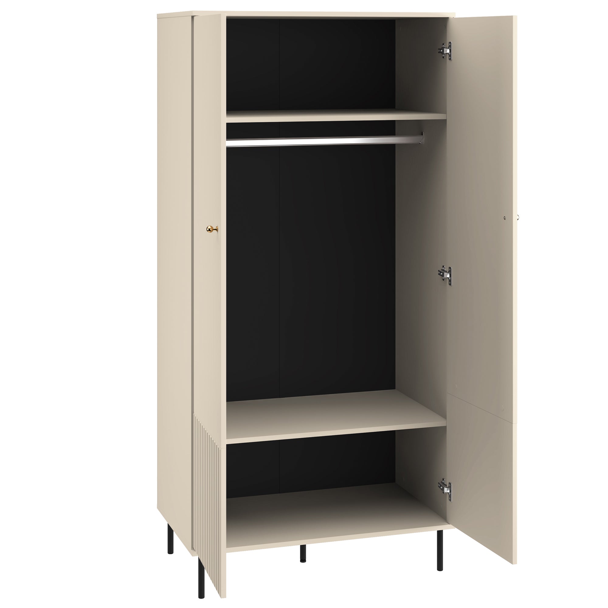 Zweiturige Caletto-Garderobe 92 cm mit dekorativen Lamellen, beige