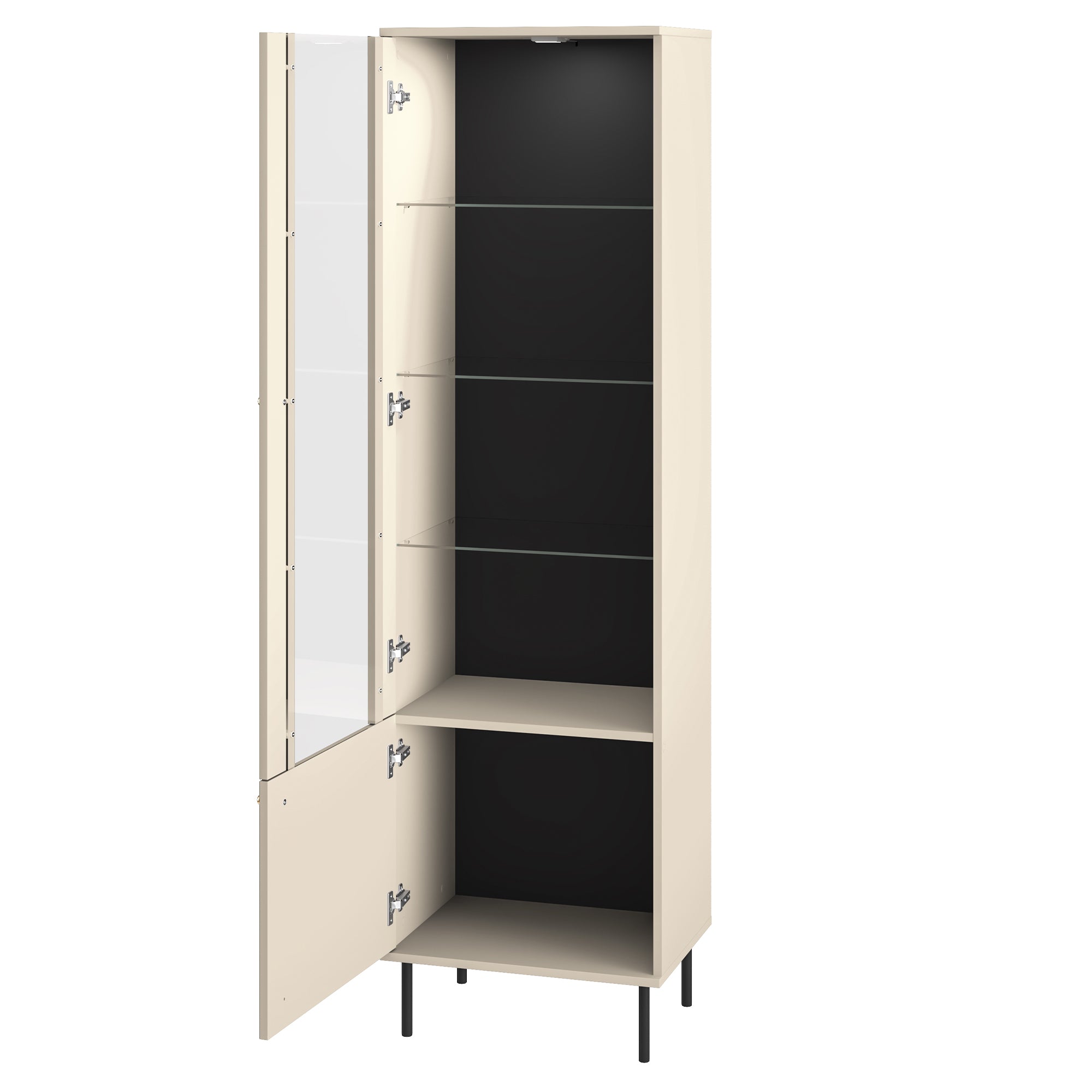 Einflügeliges Caletto-Schrankelement 55 cm mit dekorativen Lamellen, beige