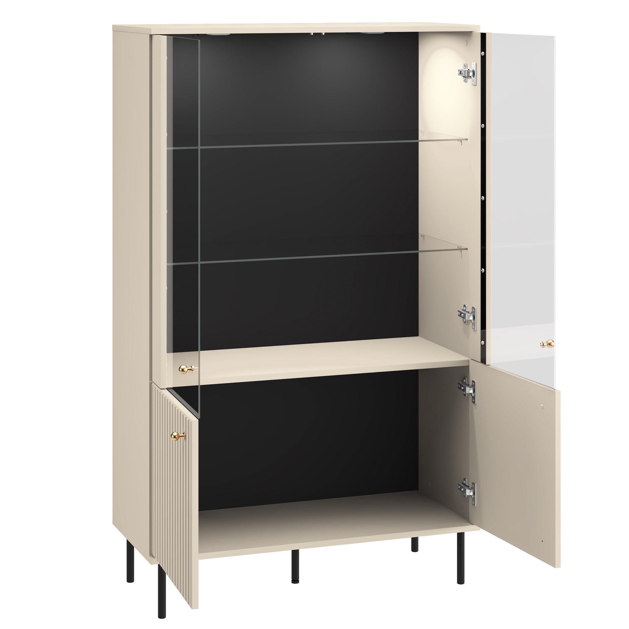 Zweiflügeliger Schrank Caletto 92 cm mit dekorativen Lamellen, beige