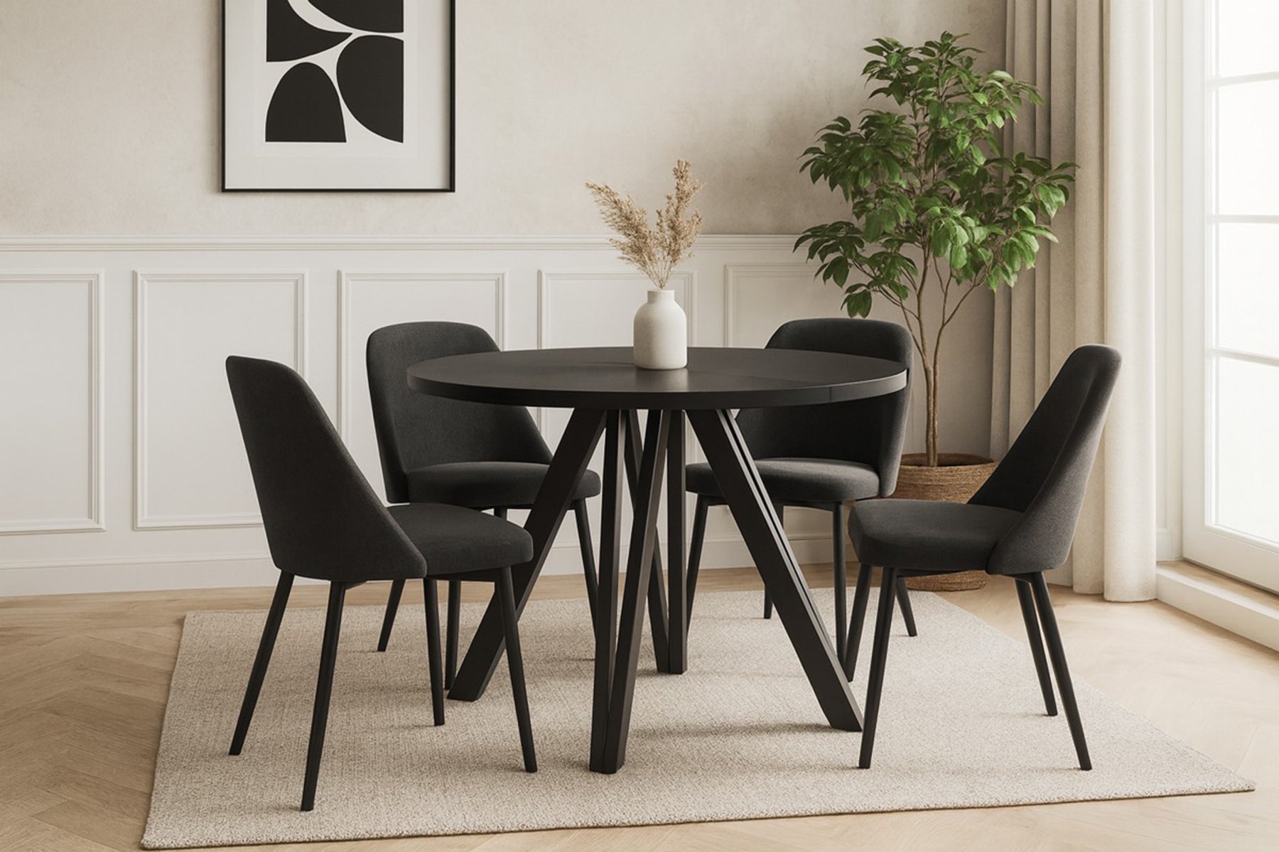 Ausziehbarer Esstisch Nuuvel 100-180x100 cm schwarz