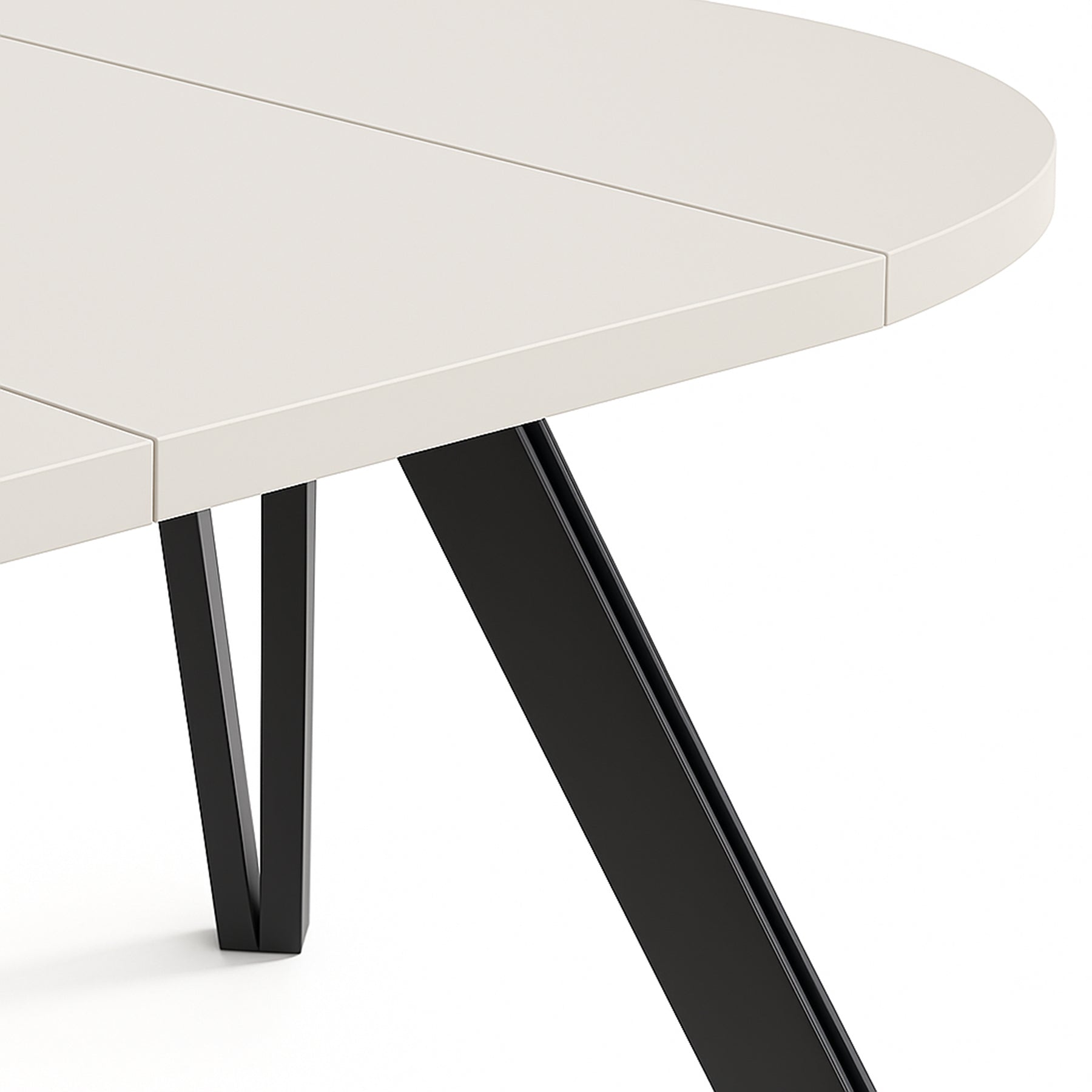 Ausziehbarer Esstisch Nuuvel 100-180x100 cm Kaschmir mit schwarzen Beinen