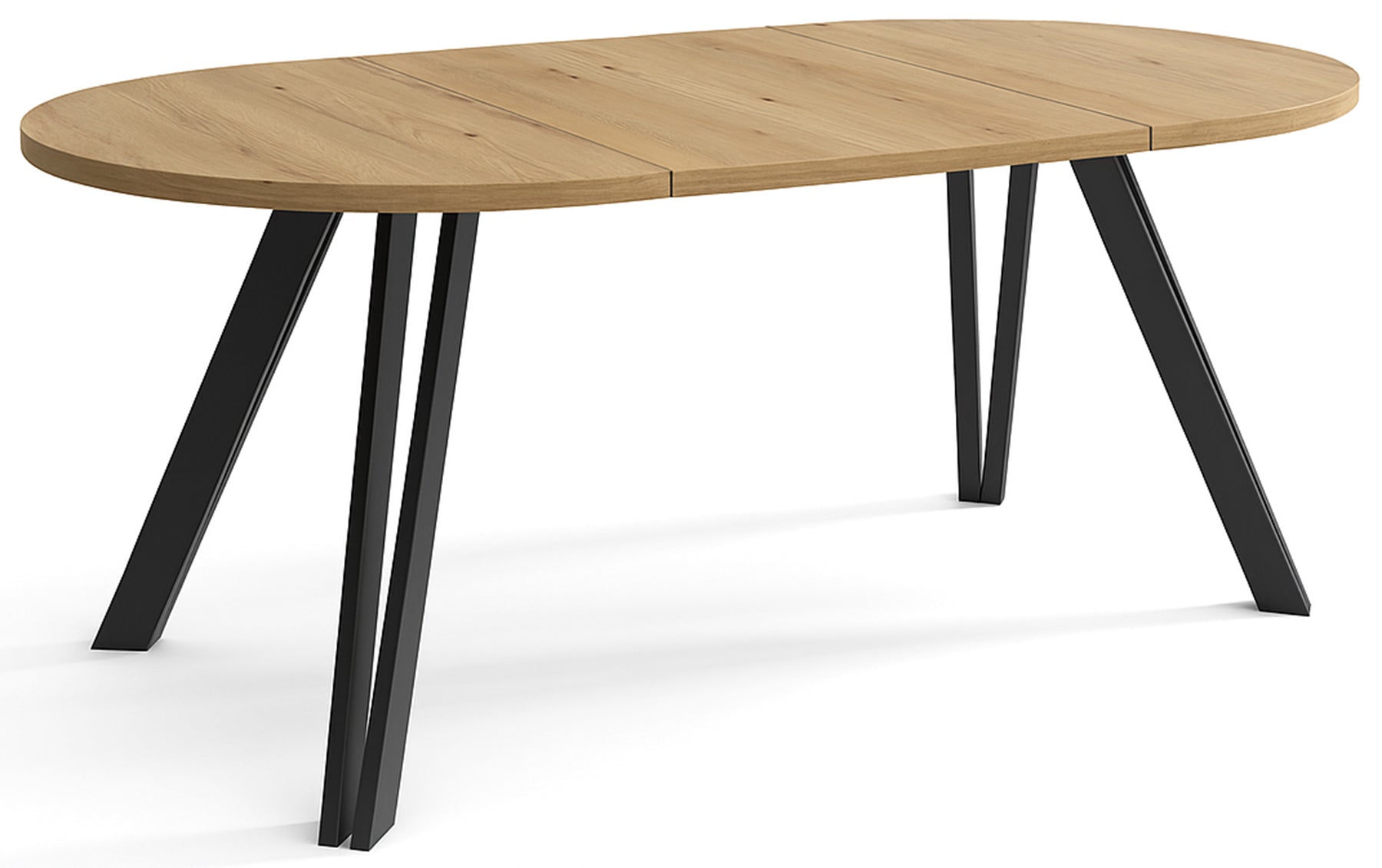 Ausziehbarer Esstisch Nuuvel 100-180x100 cm Artisan-Eiche mit schwarzen Beinen