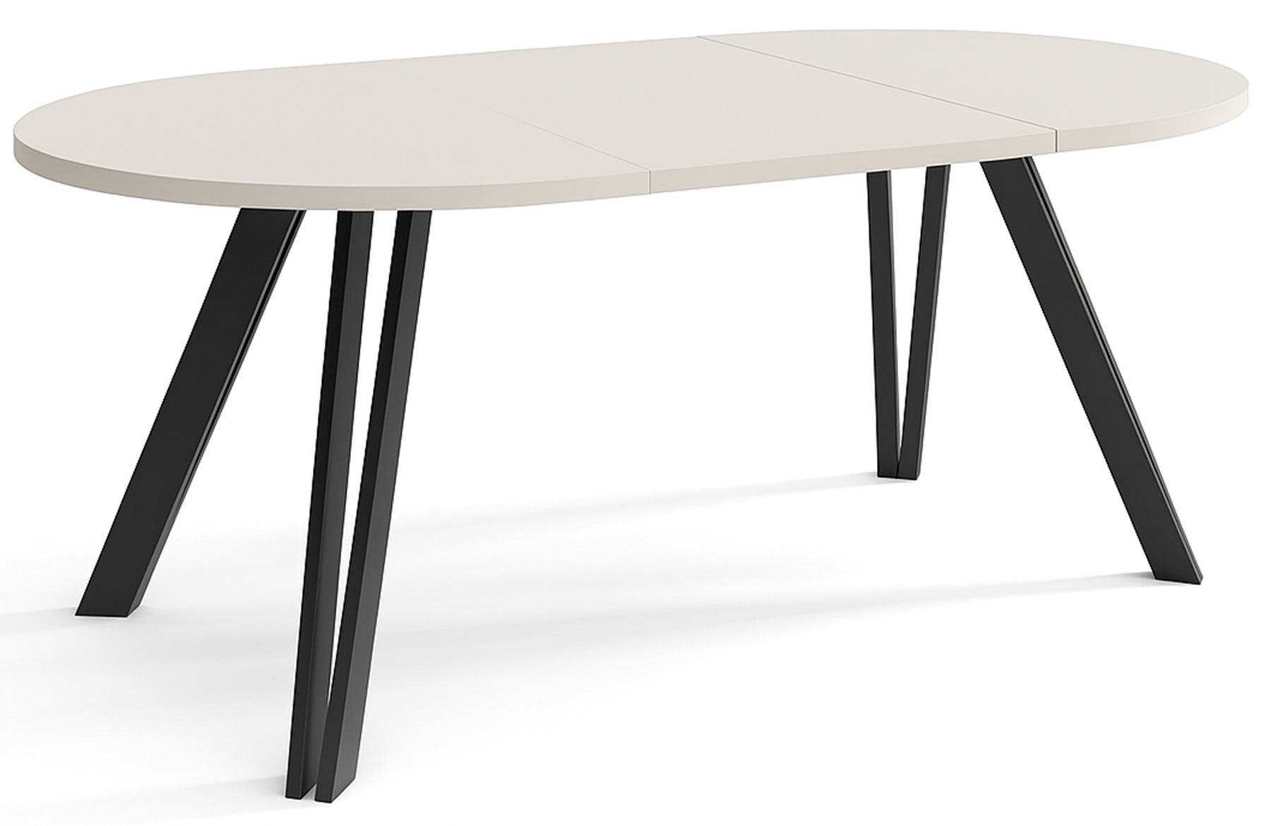 Ausziehbarer Esstisch Nuuvel 100-180x100 cm Kaschmir mit schwarzen Beinen