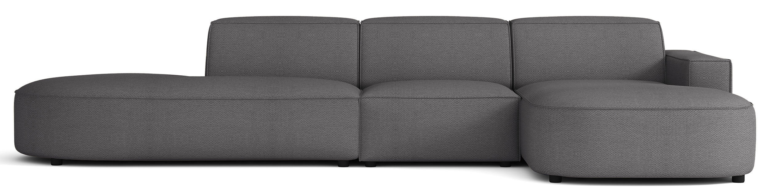 Modulares Ecksofa Sallmo, L-förmig, rechtsseitig, dunkelgrauer hydrophober Chenillestoff