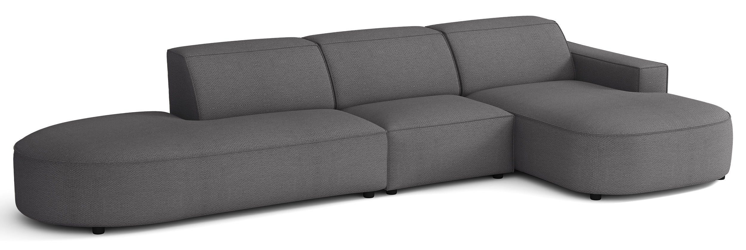 Modulares Ecksofa Sallmo, L-förmig, rechtsseitig, dunkelgrauer hydrophober Chenillestoff