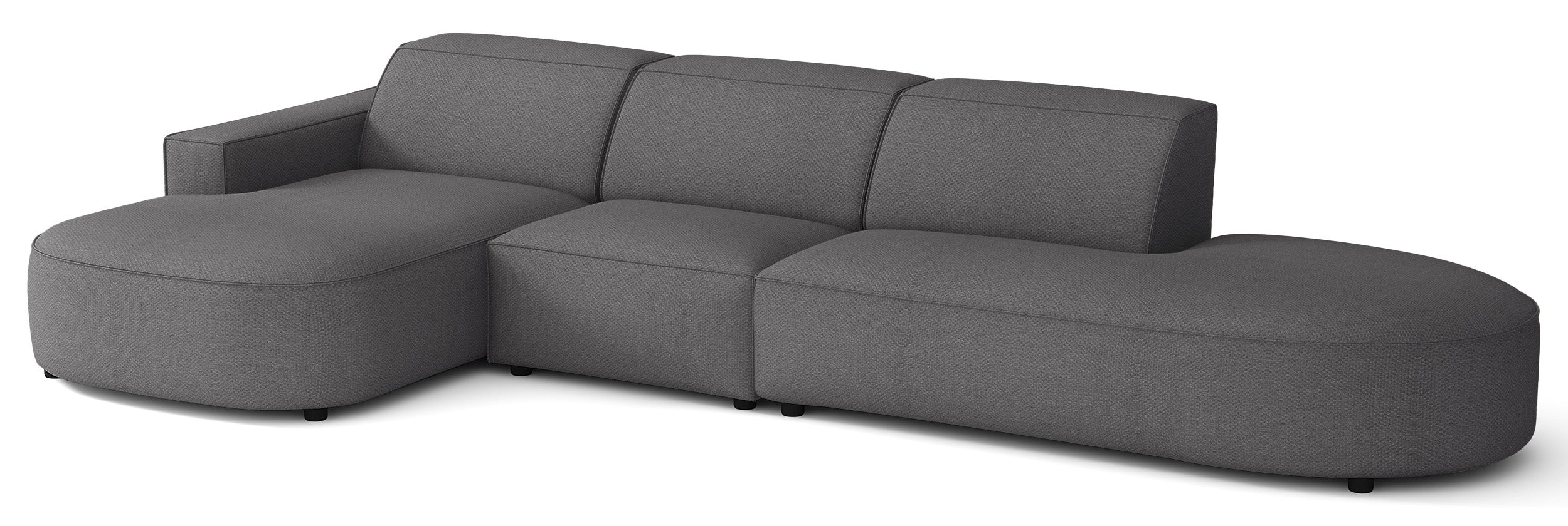 Modulares Ecksofa Sallmo L-förmig linksseitig dunkelgrauer hydrophober Chenille