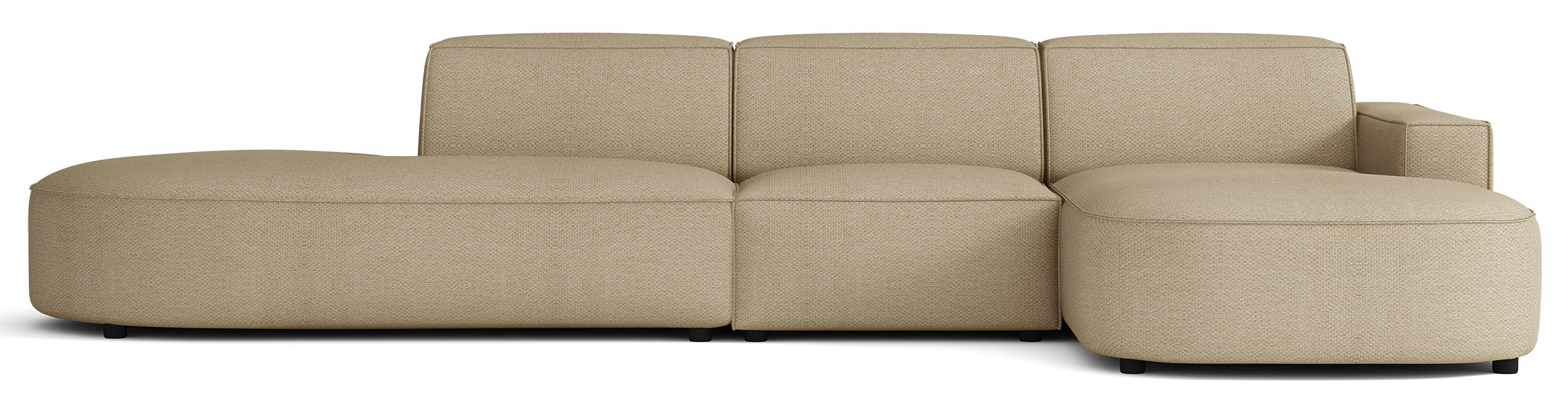 Modulares Ecksofa Sallmo, L-förmig, rechtsseitig, dunkelbeige, hydrophobes Chenille