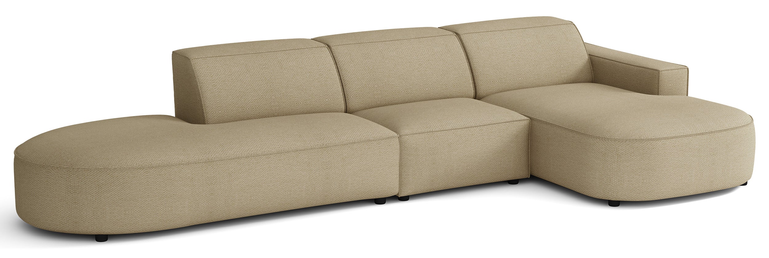 Modulares Ecksofa Sallmo, L-förmig, rechtsseitig, dunkelbeige, hydrophobes Chenille