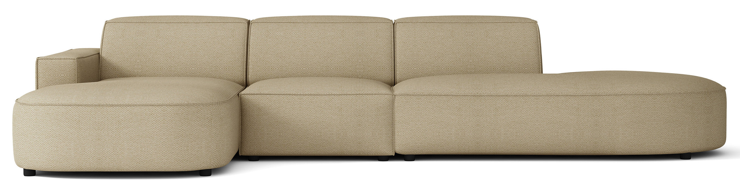 Modulares Ecksofa Sallmo L-förmig, linksseitig, dunkelbeige, hydrophobes Chenille