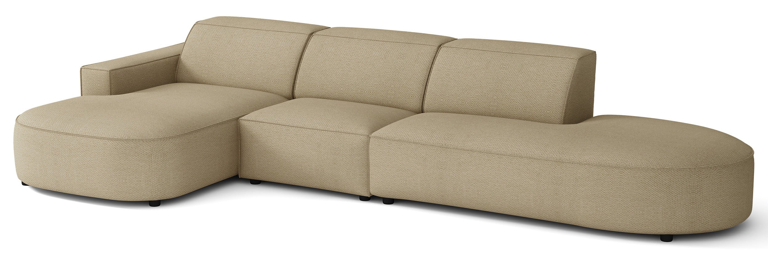 Modulares Ecksofa Sallmo L-förmig, linksseitig, dunkelbeige, hydrophobes Chenille