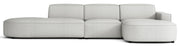Modulares Ecksofa Sallmo, L-förmig, rechtsseitig, hellgrauer hydrophober Chenille-Stoff