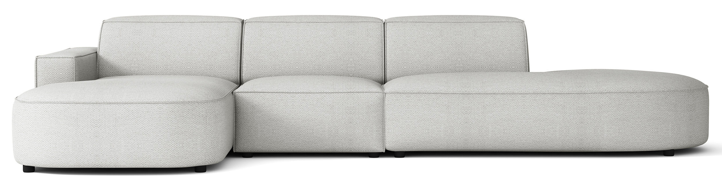 Modulares Ecksofa Sallmo L-förmig linksseitig hellgrauer hydrophober Chenille-Stoff