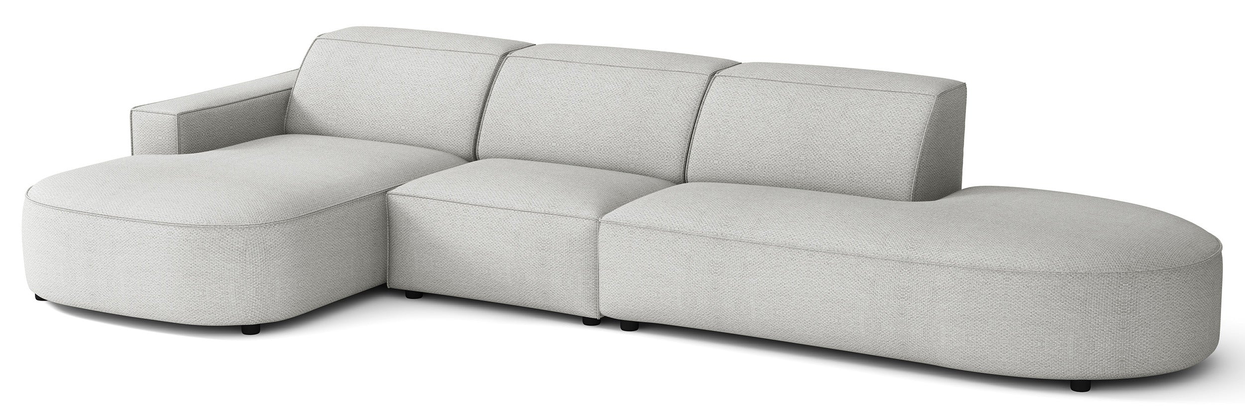 Modulares Ecksofa Sallmo L-förmig linksseitig hellgrauer hydrophober Chenille-Stoff