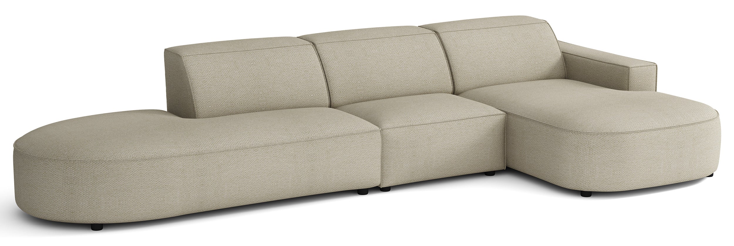 Modulares Ecksofa Sallmo L-förmig, rechtsseitig, grau-beige, hydrophober Chenille-Stoff