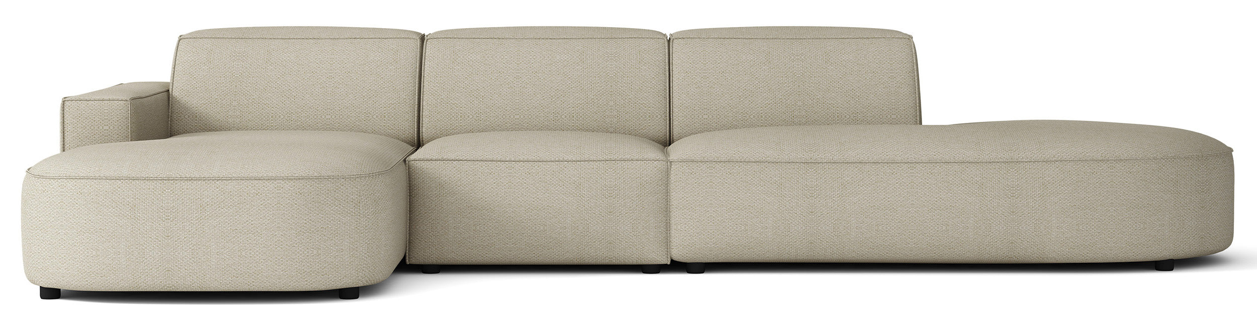 Modulares Ecksofa Sallmo L-förmig linksseitig, grau-beige, hydrophobes Chenille