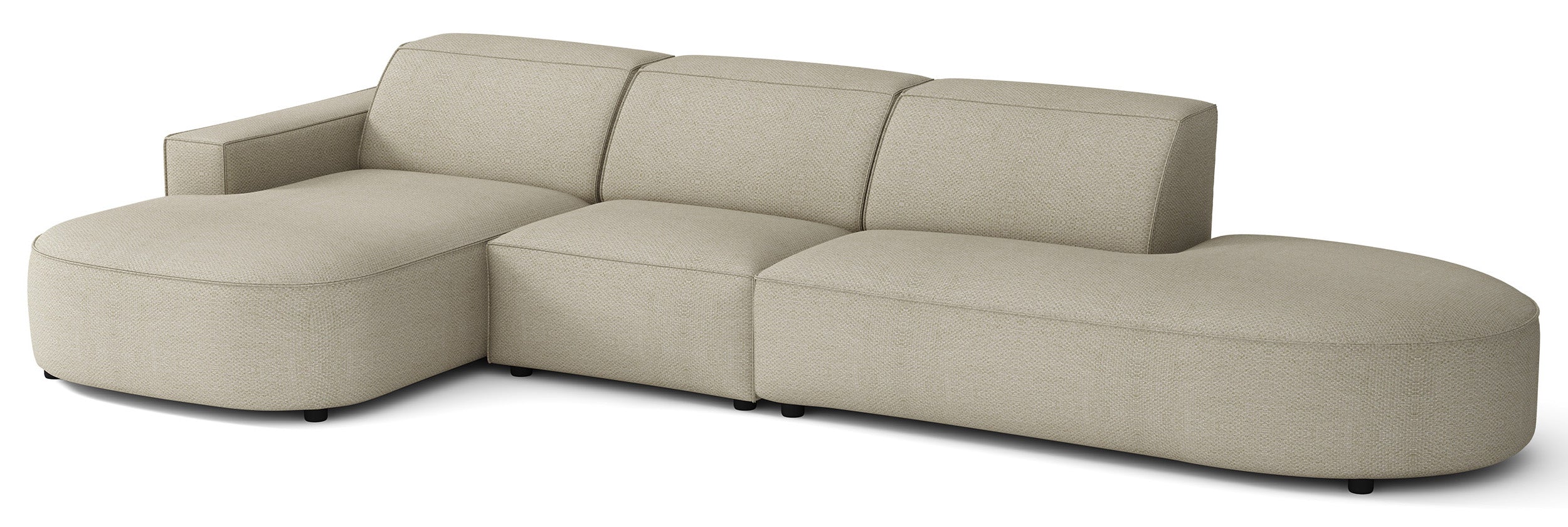 Modulares Ecksofa Sallmo L-förmig linksseitig, grau-beige, hydrophobes Chenille