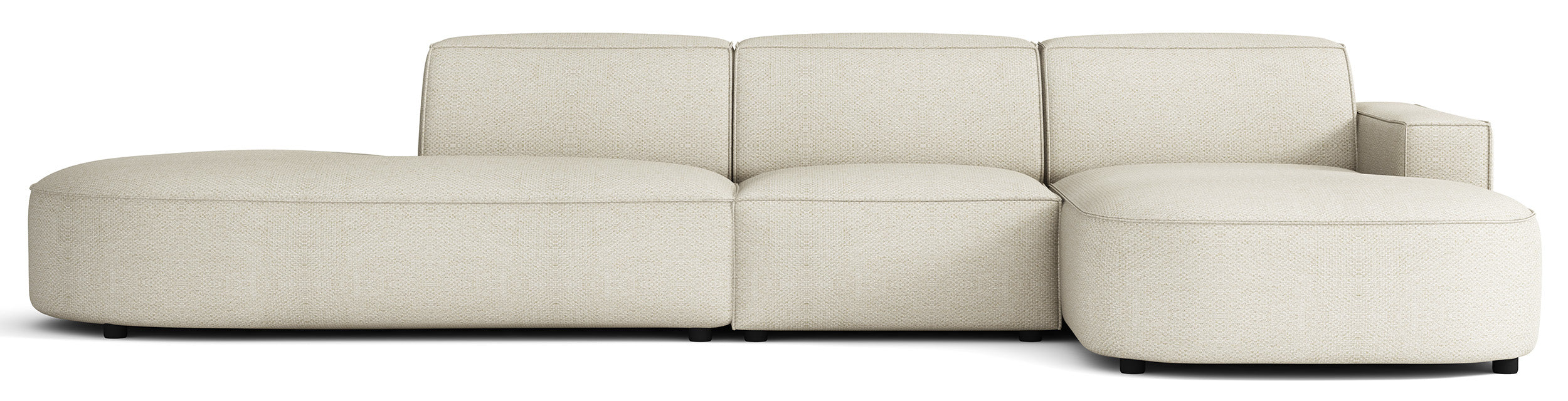 Modulares Ecksofa Sallmo L-förmig, rechtsseitig, cremefarben, hydrophobes Chenille