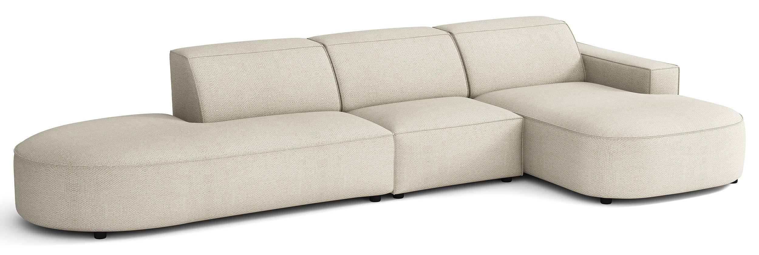 Modulares Ecksofa Sallmo L-förmig, rechtsseitig, cremefarben, hydrophobes Chenille