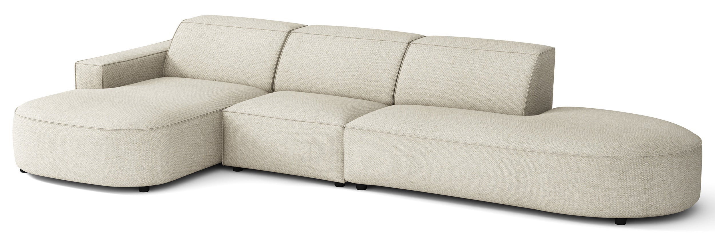 Modulare Eckcouch Sallmo L-förmig linksseitig, cremefarben, hydrophobes Chenille