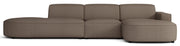Modulares Ecksofa Sallmo L-förmig, rechtsseitig, hellbraun, hydrophober Chenille-Stoff