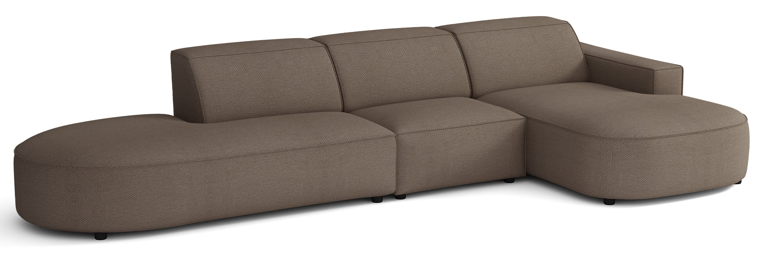 Modulares Ecksofa Sallmo L-förmig, rechtsseitig, hellbraun, hydrophober Chenille-Stoff