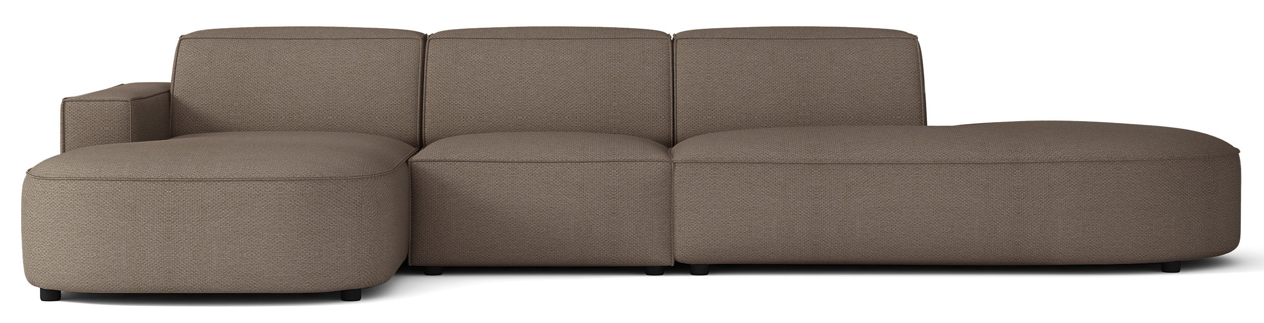 Modulares Ecksofa Sallmo L-förmig linksseitig hellbraun, hydrophobes Chenille