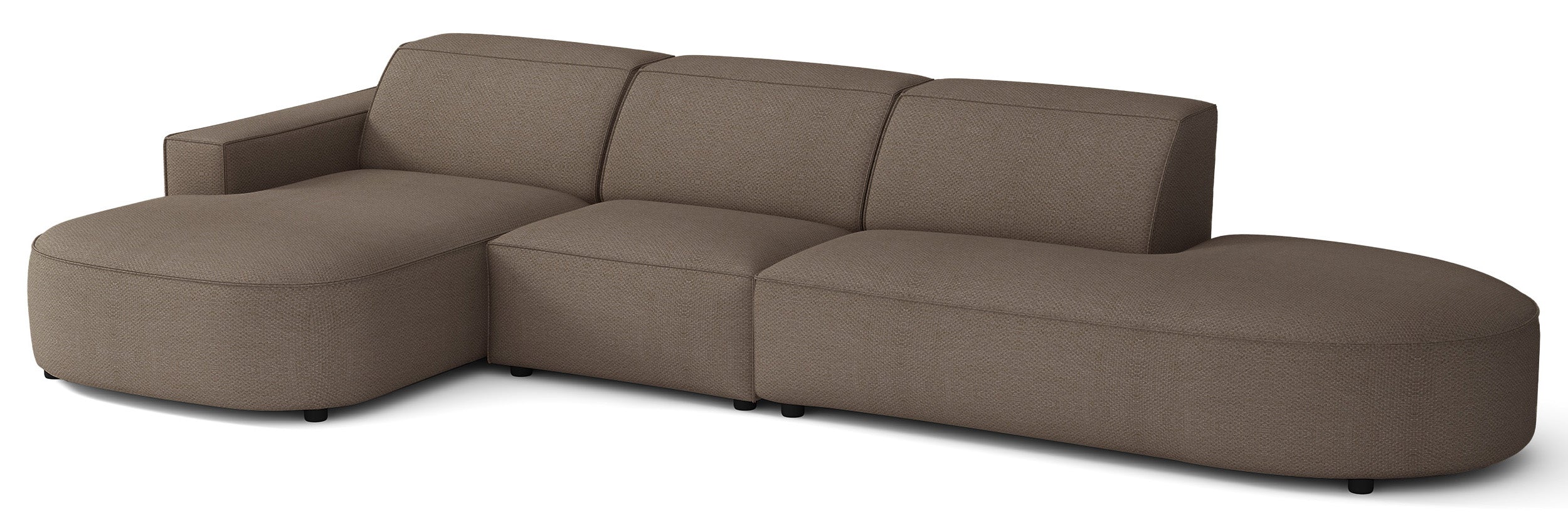 Modulares Ecksofa Sallmo L-förmig linksseitig hellbraun, hydrophobes Chenille