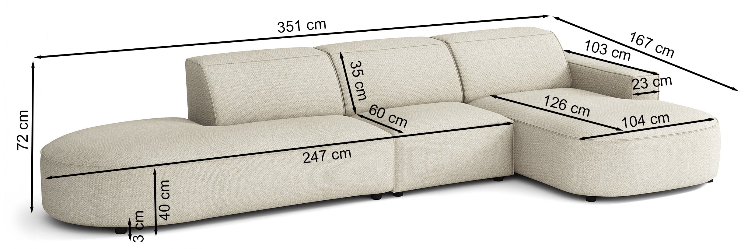 Modulares Ecksofa Sallmo, L-förmig, rechtsseitig, dunkelgrauer hydrophober Chenillestoff