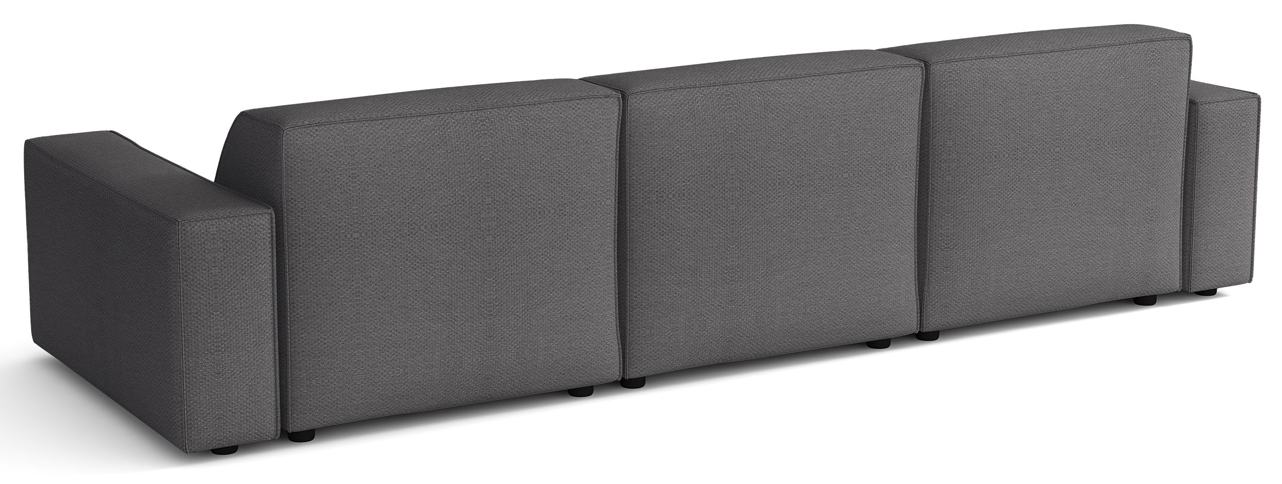 Modulares Ecksofa Sellmo, L-förmig, linksseitig, dunkelgrauer hydrophober Chenillestoff