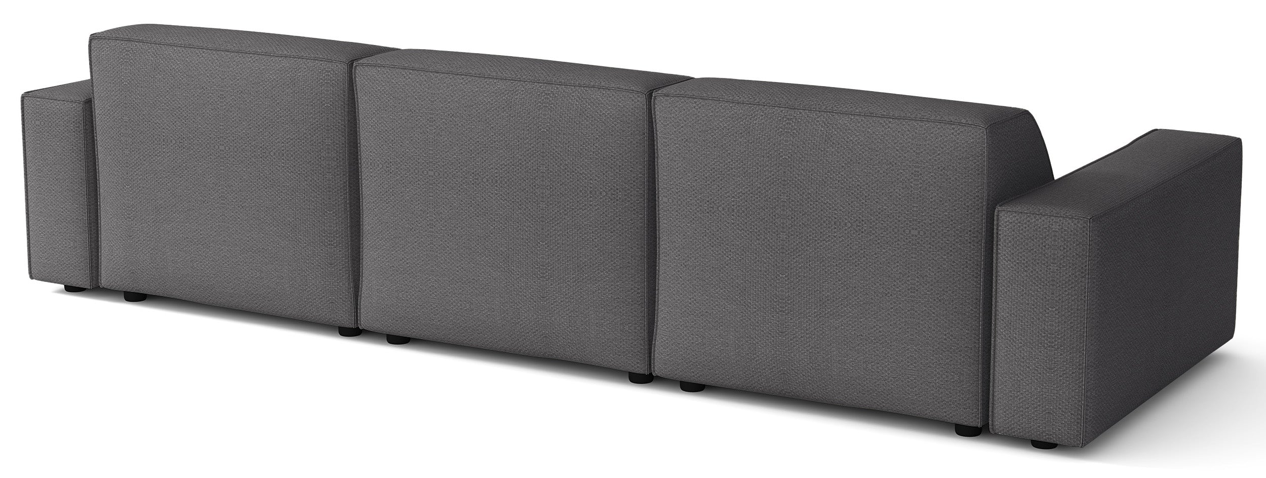 Modulares Ecksofa Sellmo, L-förmig, rechtsseitig, dunkelgrauer hydrophober Chenillestoff