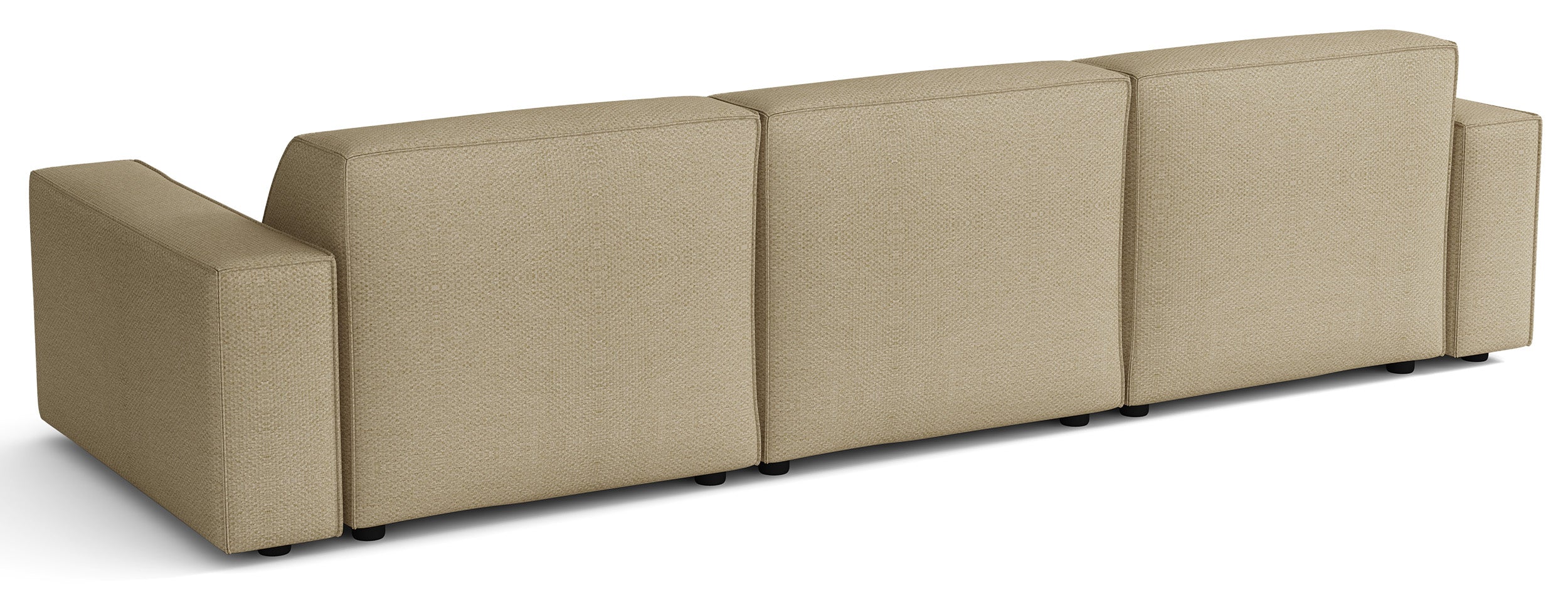 Modulares Ecksofa Sellmo, L-förmig, linksseitig, dunkelbeige, hydrophobes Chenille