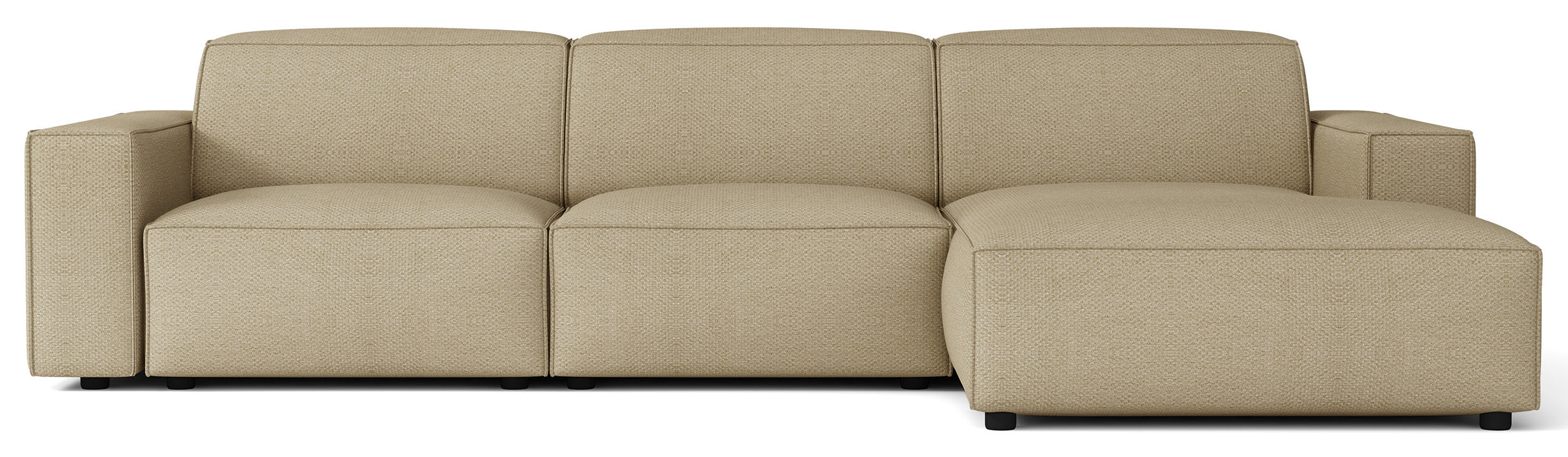 Modulares Ecksofa Sellmo, L-förmig, rechtsseitig, dunkelbeige, hydrophobes Chenille