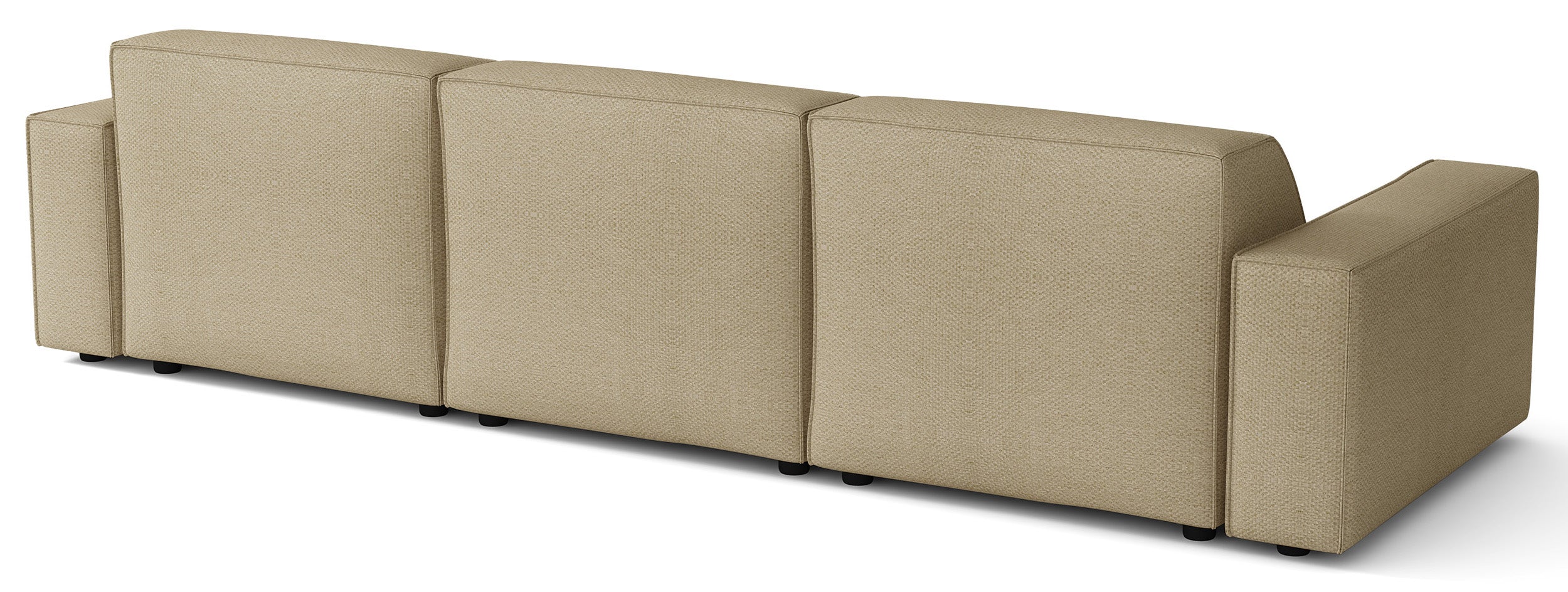 Modulares Ecksofa Sellmo, L-förmig, rechtsseitig, dunkelbeige, hydrophobes Chenille