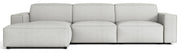 Modulares Ecksofa Sellmo, L-förmig, linksseitig, hellgrauer hydrophober Chenille-Stoff