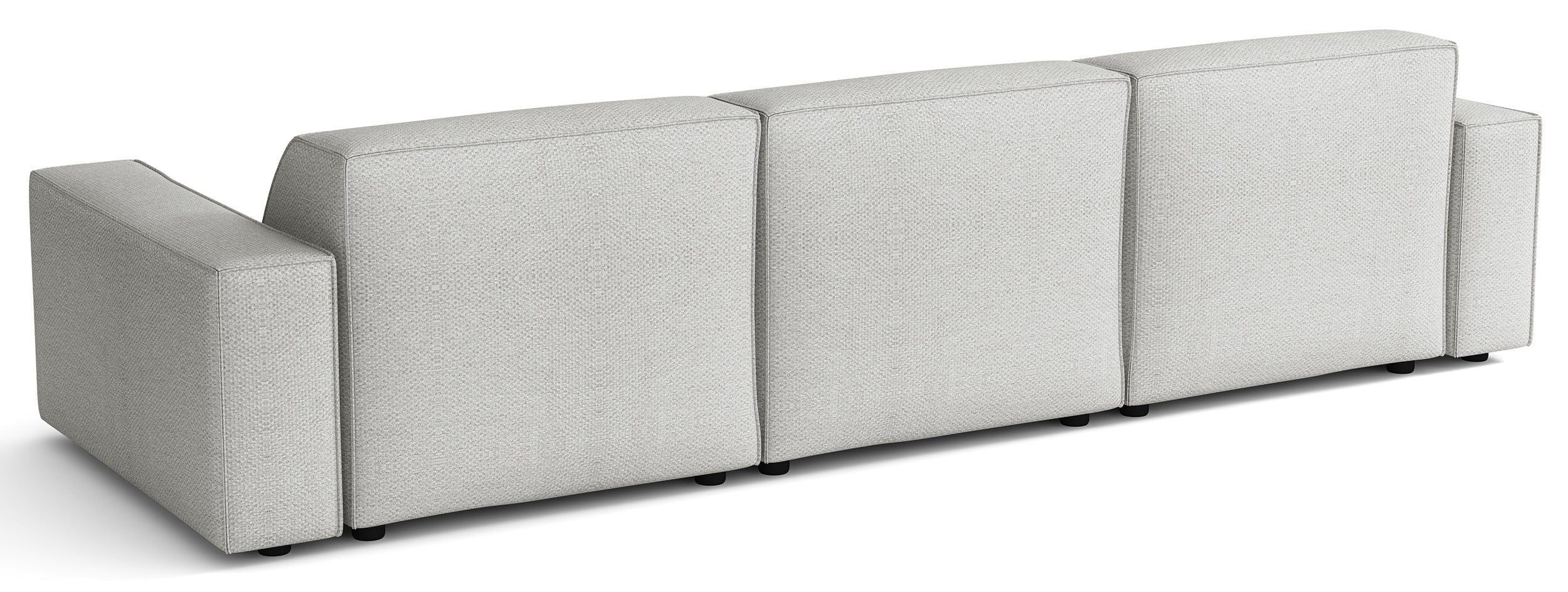 Modulares Ecksofa Sellmo, L-förmig, linksseitig, hellgrauer hydrophober Chenille-Stoff