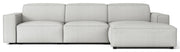 Modulares Ecksofa Sellmo, L-förmig, rechtsseitig, hellgrauer hydrophober Chenillestoff