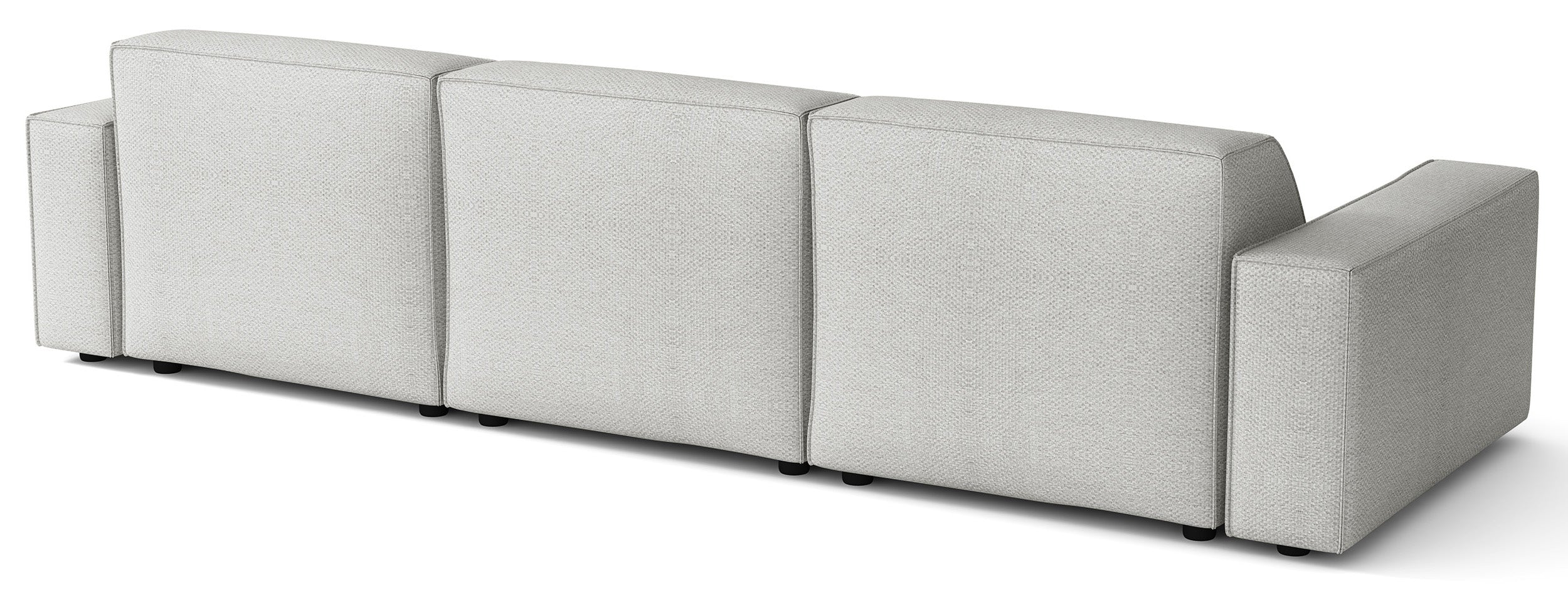 Modulares Ecksofa Sellmo, L-förmig, rechtsseitig, hellgrauer hydrophober Chenillestoff