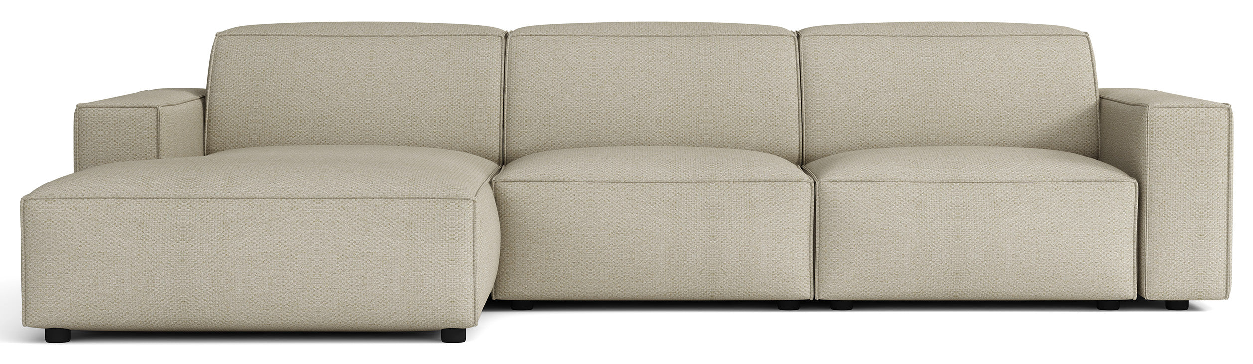 Modulares Ecksofa Sellmo L-förmig linksseitig, grau-beige, hydrophober Chenille