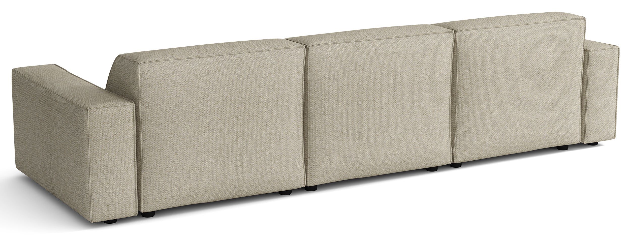 Modulares Ecksofa Sellmo L-förmig linksseitig, grau-beige, hydrophober Chenille