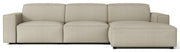 Modulares Ecksofa Sellmo, L-förmig, rechtsseitig, grau-beige, hydrophobes Chenille