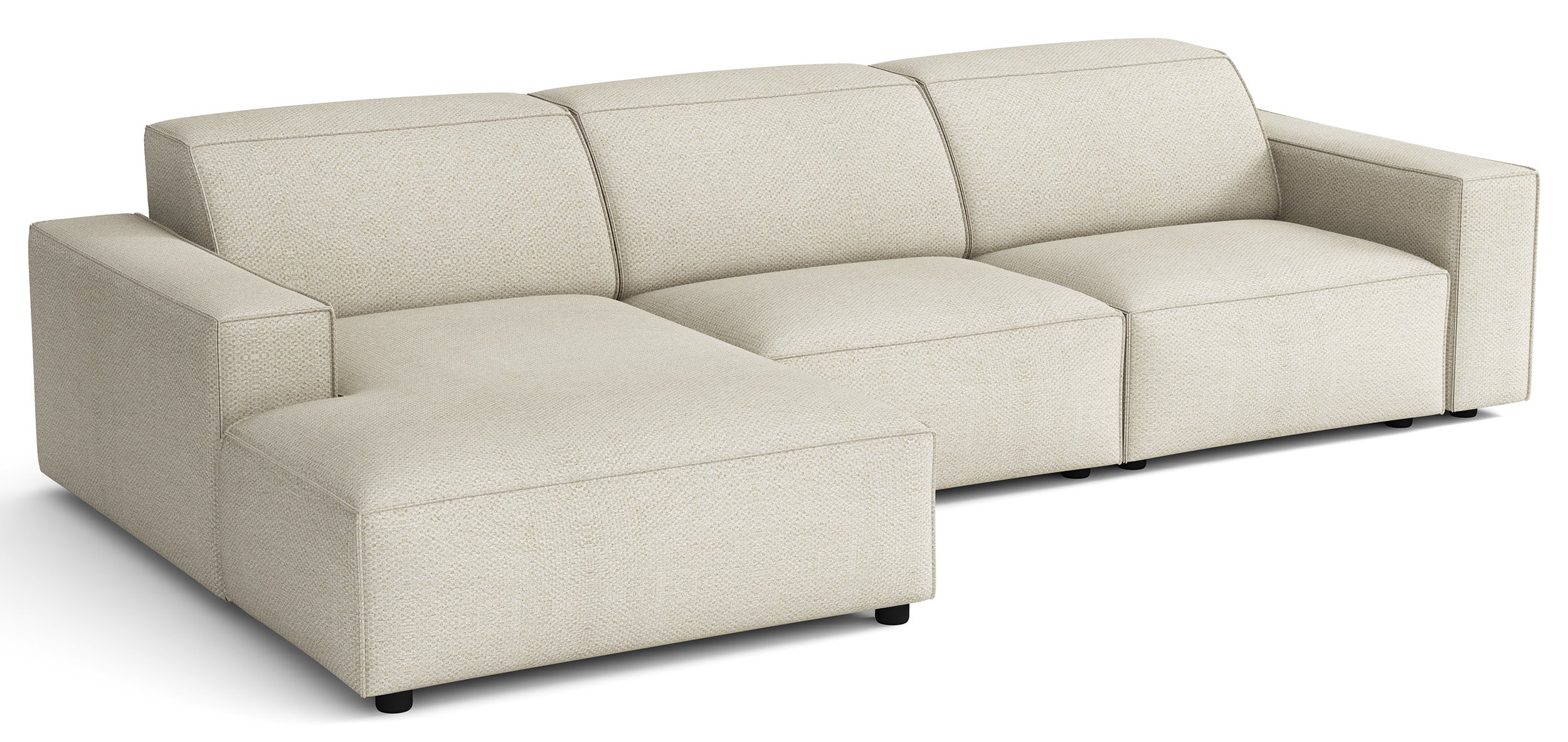 Modulare Eckcouch Sellmo L-förmig linksseitig cremefarben, hydrophober Chenille