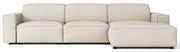 Modulares Ecksofa Sellmo, L-förmig, rechtsseitig, cremefarben, hydrophober Chenille-Stoff
