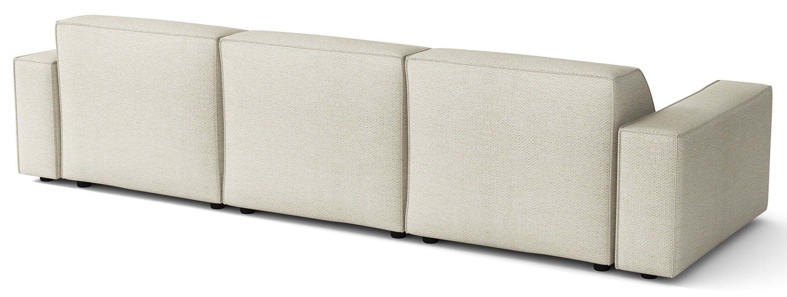Modulares Ecksofa Sellmo, L-förmig, rechtsseitig, cremefarben, hydrophober Chenille-Stoff