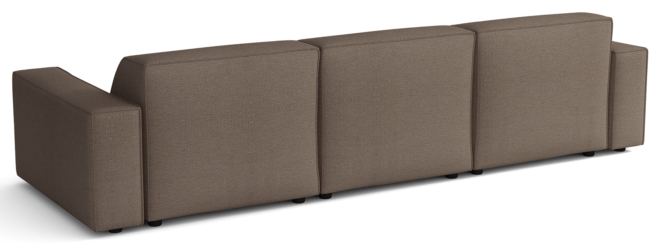 Modulares Ecksofa Sellmo, L-förmig, linksseitig, hellbrauner hydrophober Chenille-Stoff