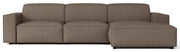 Modulares Ecksofa Sellmo, L-förmig, rechtsseitig, hellbrauner hydrophober Chenille-Stoff