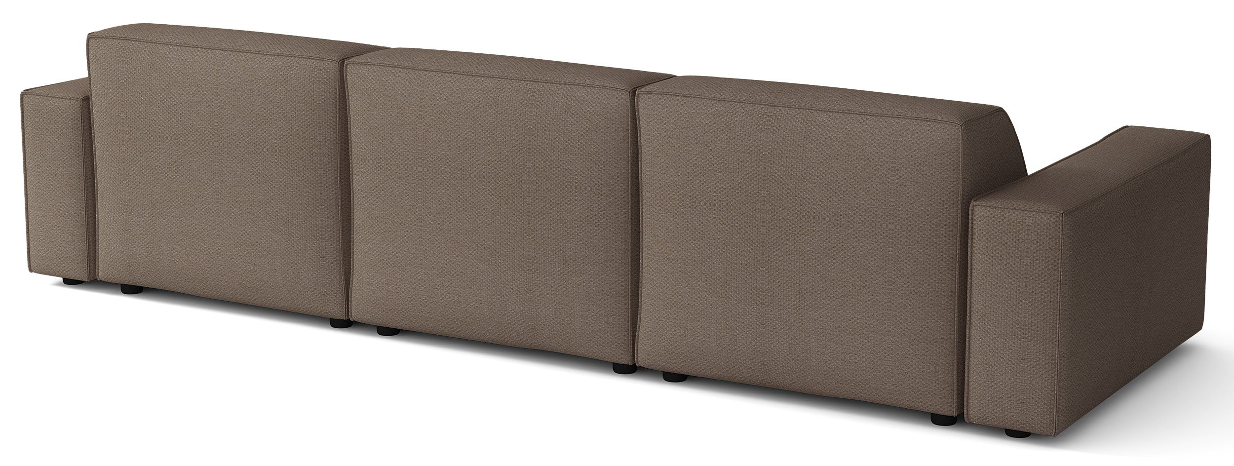 Modulares Ecksofa Sellmo, L-förmig, rechtsseitig, hellbrauner hydrophober Chenille-Stoff
