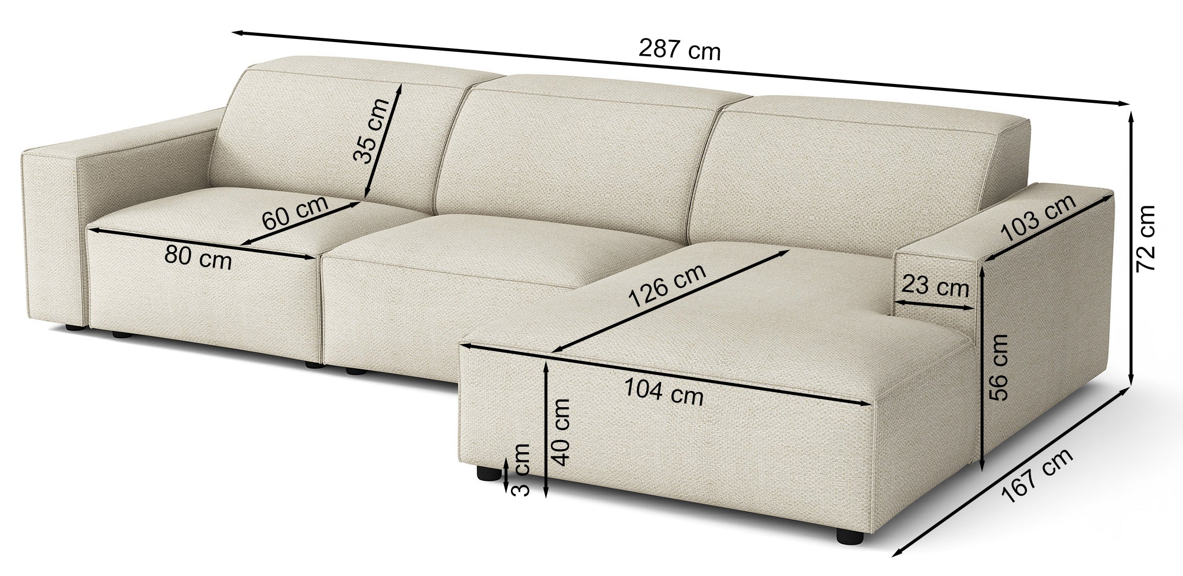 Modulares Ecksofa Sellmo, L-förmig, rechtsseitig, dunkelgrauer hydrophober Chenillestoff