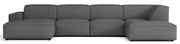 Großes U-förmiges modulares Ecksofa Sellmo mit Hocker, rechtsseitig, dunkelgrauer hydrophober Chenille-Stoff