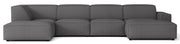 Großes U-förmiges modulares Ecksofa Sellmo mit linksseitigem Hocker, dunkelgrauer hydrofober Chenille-Stoff